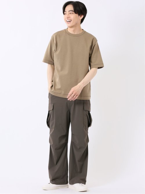 ストレッチ 接触冷感 抗菌防臭 UV シルケットポンチ 綿混 クルーネック 半袖 Tシャツ メンズ
