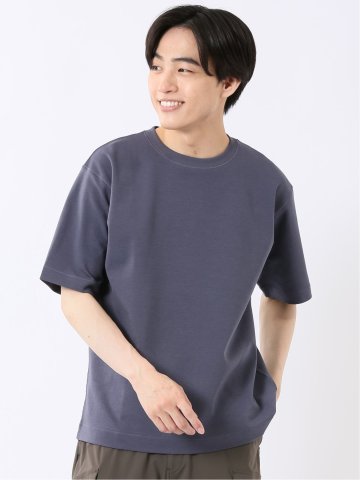 接触冷感 ストレッチ シルケットポンチ クルーネック 半袖 Tシャツ