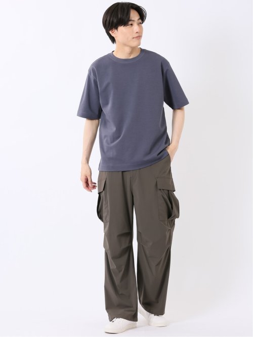 接触冷感 ストレッチ シルケットポンチ クルーネック 半袖 Tシャツ