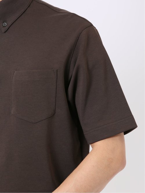 ストレッチ 接触冷感 抗菌防臭 UV シルケットポンチ 綿混 ボタンダウン 半袖 ポロシャツ メンズ