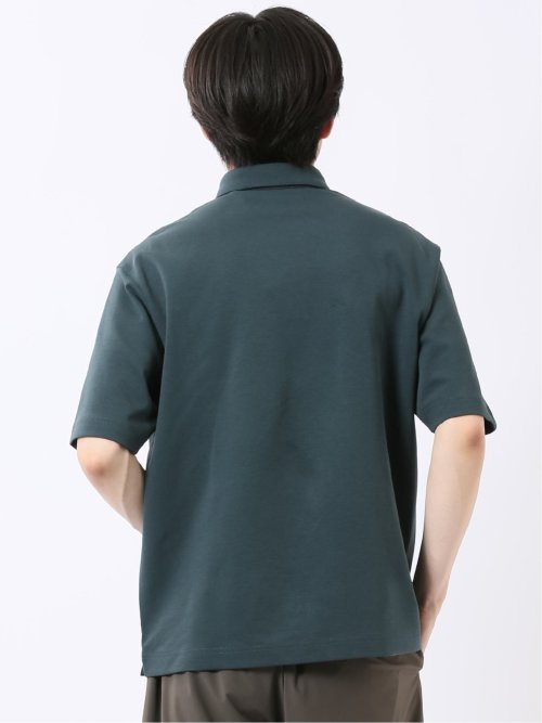 ストレッチ 接触冷感 抗菌防臭 UV シルケットポンチ 綿混 ボタンダウン 半袖 ポロシャツ メンズ