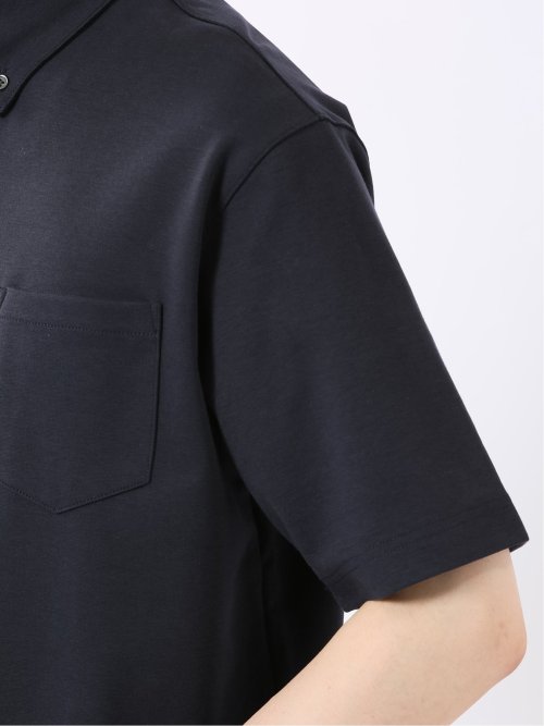 ストレッチ 接触冷感 抗菌防臭 UV シルケットポンチ 綿混 ボタンダウン 半袖 ポロシャツ メンズ