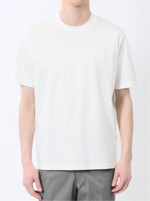 【DRESS T-SHIRT】綿ストレッチ スロープネック半袖Tシャツ