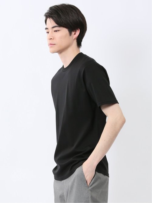 【DRESS T-SHIRT】綿ストレッチ スロープネック半袖Tシャツ