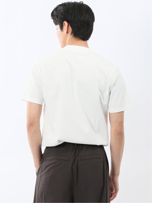 Tシャツ メンズ 半袖 ストレッチ 接触冷感 抗菌防臭 UV 綿 コットン 無地 シルケット スムス スロープネック ドレスT