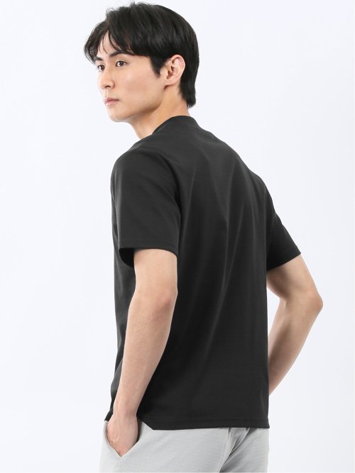 Tシャツ メンズ 半袖 ストレッチ 接触冷感 抗菌防臭 UV 綿 コットン 無地 シルケット スムス スロープネック ドレスT