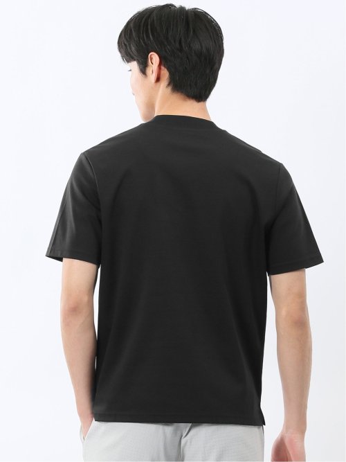 Tシャツ メンズ 半袖 ストレッチ 接触冷感 抗菌防臭 UV 綿 コットン 無地 シルケット スムス スロープネック ドレスT