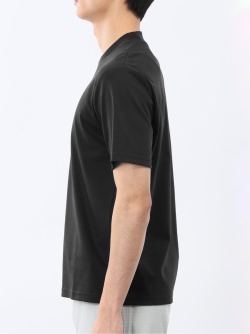 Tシャツ メンズ 半袖 ストレッチ 接触冷感 抗菌防臭 UV 綿 コットン 無地 シルケット スムス スロープネック ドレスT