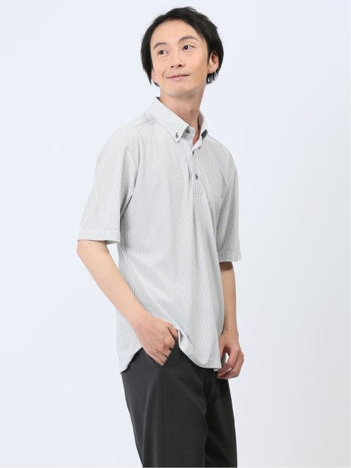 Biz クールアプリ ボタンダウン半袖 ビズポロ