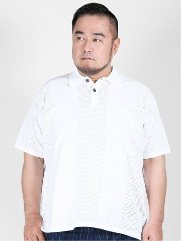 【大きいサイズ】ジーステージ/G-stage メッシュ天竺 半袖ポロシャツ