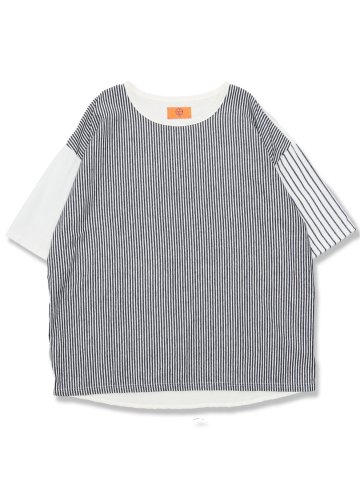 【大きいサイズ】ジーステージ/G-stage 異素材切替 クルーネック半袖Ｔシャツ