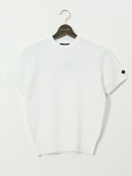 【大きいサイズ】ジーステージ/G-stage ストレッチ ウォッシャブル ブリスター クルー 半袖 ニット