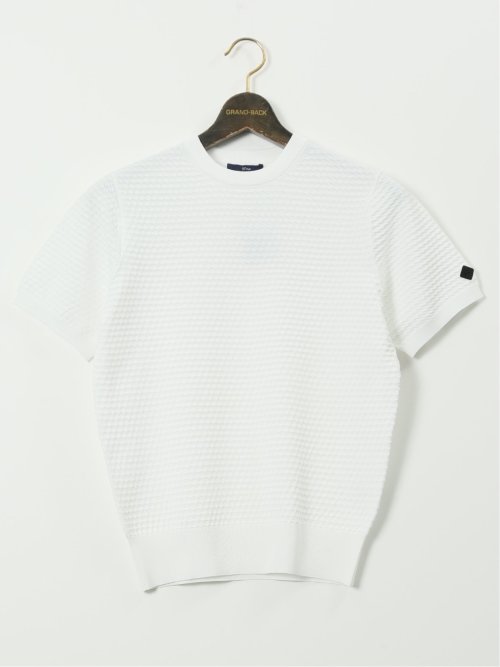 【大きいサイズ】ジーステージ/G-stage ストレッチ ウォッシャブル ブリスター クルー 半袖 ニット