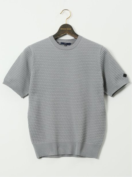 【大きいサイズ】ジーステージ/G-stage ストレッチ ウォッシャブル ブリスター クルー 半袖 ニット