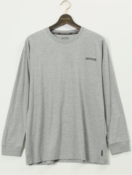 【大きいサイズ】アウトドアプロダクツ/OUTDOOR PRODUCTS 綿天竺 バックプリント クルー 長袖 Tシャツ
