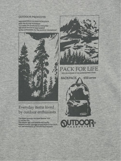 【大きいサイズ】アウトドアプロダクツ/OUTDOOR PRODUCTS 綿天竺 バックプリント クルー 長袖 Tシャツ