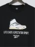 【大きいサイズ】リーボック/Reebok メタリックプリント クルーネック半袖Tシャツ