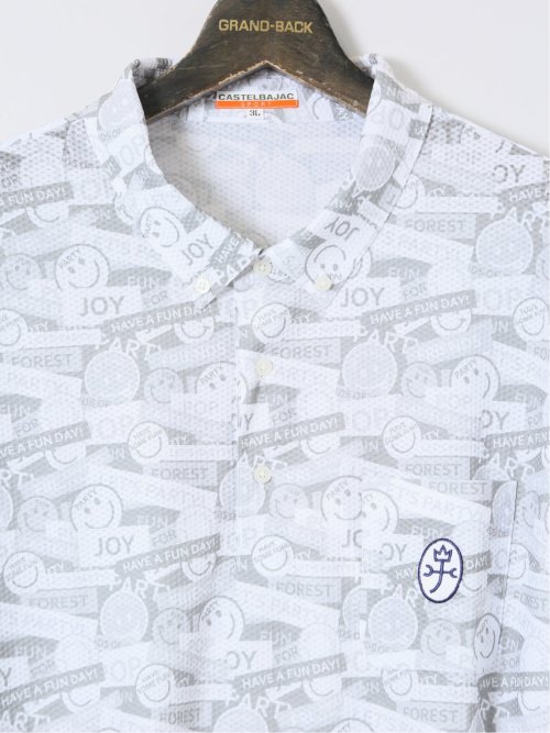 【大きいサイズ】カステルバジャック/CASTELBAJAC ストレッチUV スマイルロゴ半袖ポロシャツ