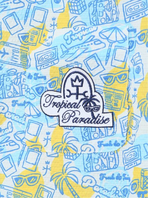 【大きいサイズ】カステルバジャック/CASTELBAJAC ストレッチUV トロピカル柄半袖ポロシャツ