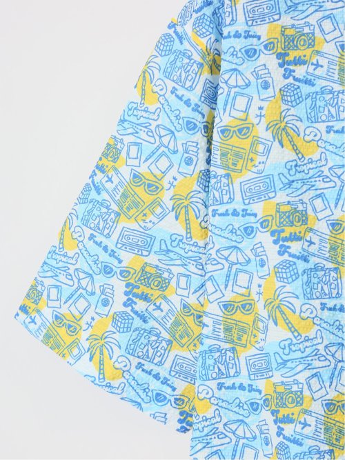 【大きいサイズ】カステルバジャック/CASTELBAJAC ストレッチUV トロピカル柄半袖ポロシャツ