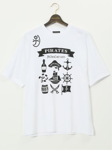 【大きいサイズ】カステルバジャック/CASTELBAJAC 綿天竺 パイレーツ クルー 半袖 Tシャツ