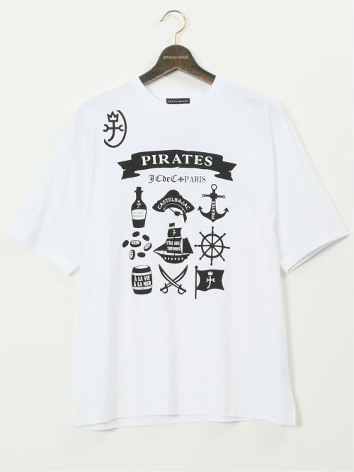 【大きいサイズ】カステルバジャック/CASTELBAJAC 綿天竺 パイレーツ クルー 半袖 Tシャツ