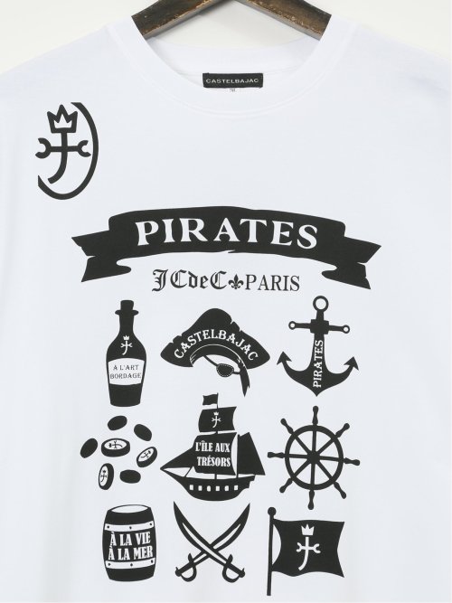 【大きいサイズ】カステルバジャック/CASTELBAJAC 綿天竺 パイレーツ クルー 半袖 Tシャツ