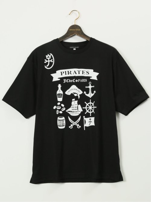 【大きいサイズ】カステルバジャック/CASTELBAJAC 綿天竺 パイレーツ クルー 半袖 Tシャツ