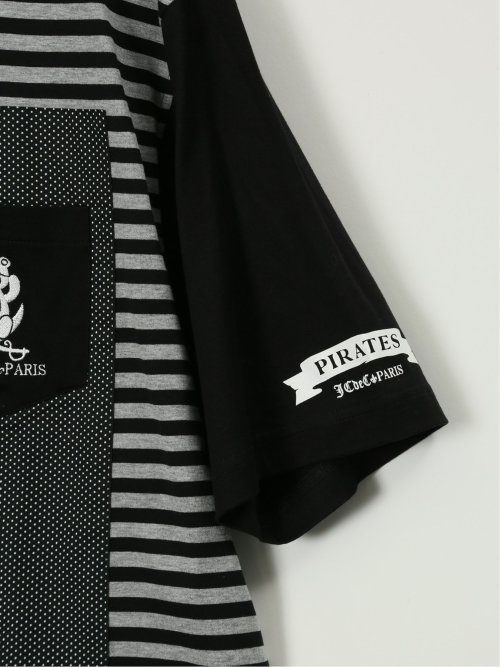 【大きいサイズ】カステルバジャック/CASTELBAJAC 綿天竺 ボーダー柄 クルー 半袖 Tシャツ