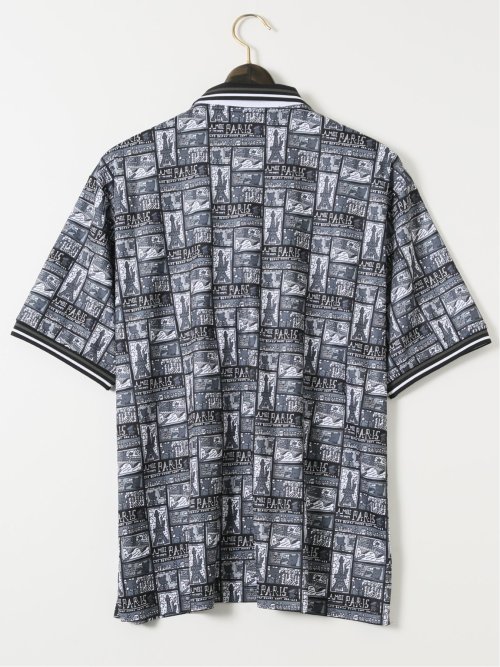 【大きいサイズ】カステルバジャック/CASTELBAJAC ストレッチ 接触冷感 吸汗速乾 総柄 半袖 ポロシャツ