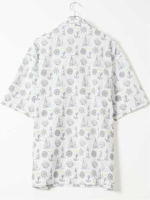 大きいサイズ カステルバジャック/CASTELBAJAC ストレッチ UVカットサッカー メッシュ 総柄 半袖 ポロシャツ メンズ