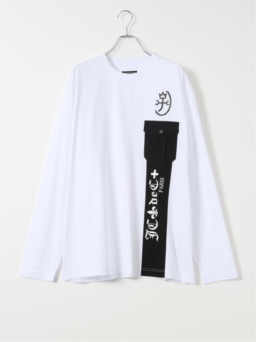 Tシャツ メンズ 長袖 大きいサイズ 綿 コットン クルーネック 胸ポケット カステルバジャック/CASTELBAJAC