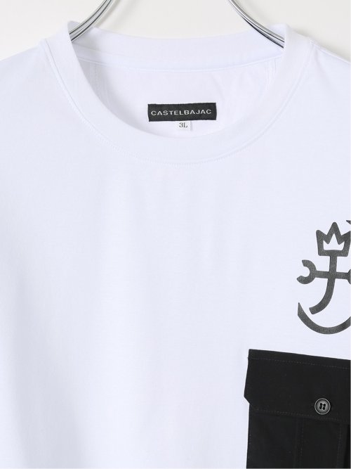 Tシャツ メンズ 長袖 大きいサイズ 綿 コットン クルーネック 胸ポケット カステルバジャック/CASTELBAJAC