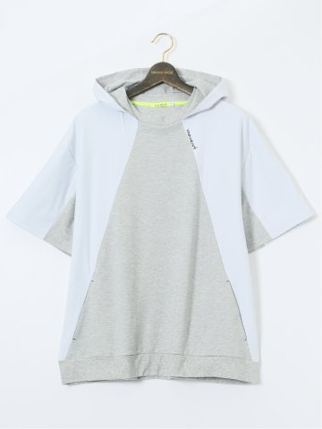 【大きいサイズ】ビバハート/VIVA HEART 吸水速乾 綿混スエット 半袖プルパーカー