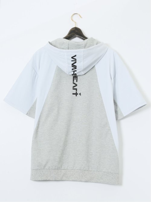 【大きいサイズ】ビバハート/VIVA HEART 吸水速乾 綿混スエット 半袖プルパーカー