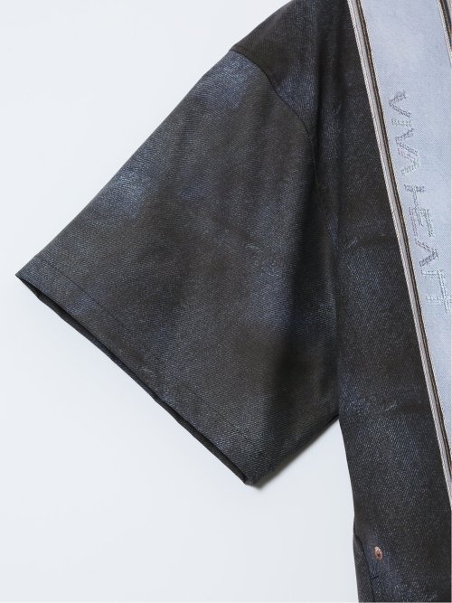 【大きいサイズ】ビバハート/VIVA HEART 撥水 デニムプリント ハーフジップ 半袖プルオーバー