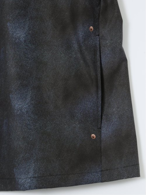 【大きいサイズ】ビバハート/VIVA HEART 撥水 デニムプリント ハーフジップ 半袖プルオーバー