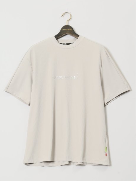 【大きいサイズ】ビバハート/VIVA HEART ナイロンテレコ モックネック 半袖Tシャツ