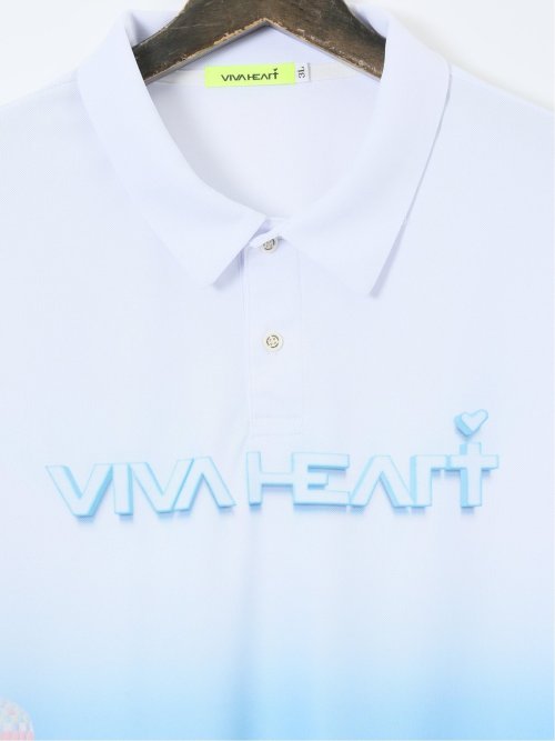 【大きいサイズ】ビバハート/VIVA HEART 吸水速乾 接触冷感 プリント半袖ポロシャツ