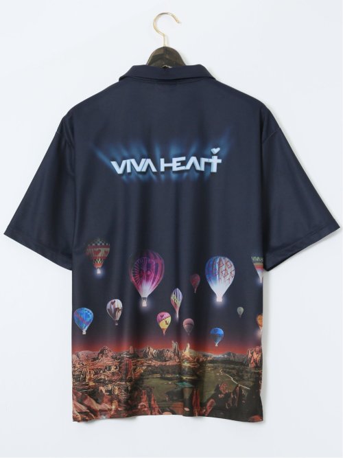 【大きいサイズ】ビバハート/VIVA HEART 吸水速乾 接触冷感 プリント半袖ポロシャツ