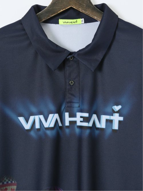 【大きいサイズ】ビバハート/VIVA HEART 吸水速乾 接触冷感 プリント半袖ポロシャツ