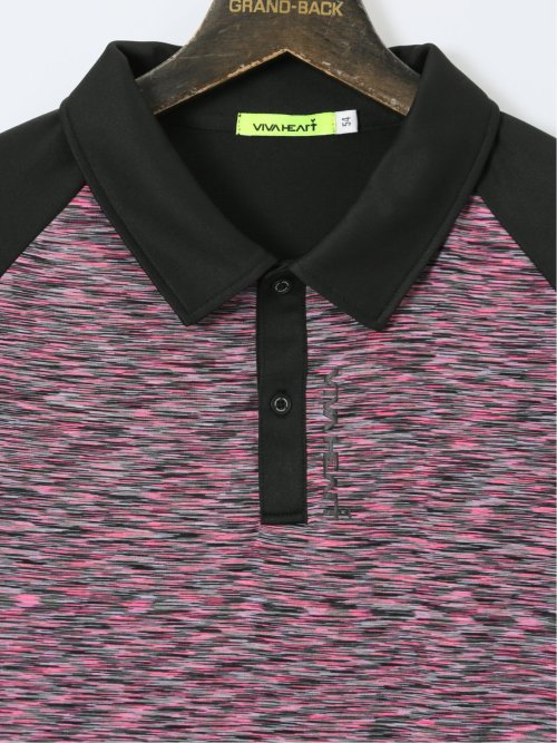 【大きいサイズ】ビバハート/VIVA HEART 吸水速乾 ストレッチ 配色半袖ポロシャツ