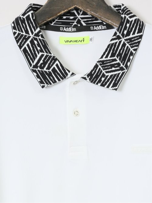 【大きいサイズ】ビバハート/VIVA HEART ジャガード衿 半袖ポロシャツ