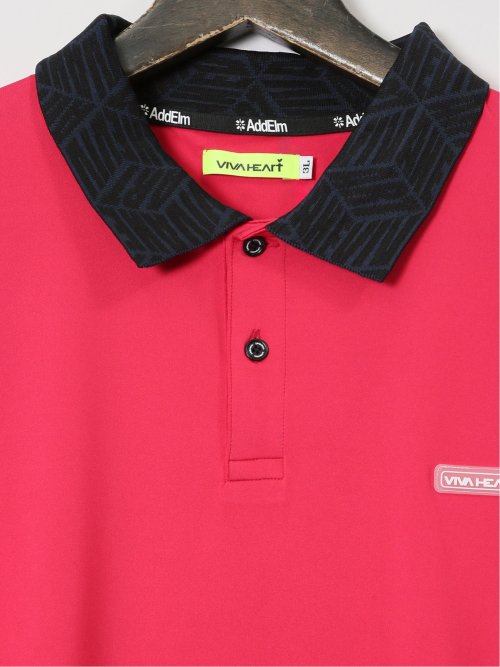 【大きいサイズ】ビバハート/VIVA HEART ジャガード衿 半袖ポロシャツ