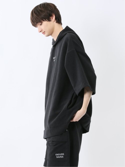 Sauna Camp×T/Q パイルポンチョ 黒 メンズ(セットアップ可能)
