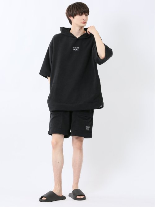 Sauna Camp×T/Q パイルポンチョ 黒 メンズ(セットアップ可能)