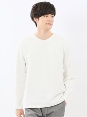 千鳥ジャガード クルーネック長袖Tシャツ