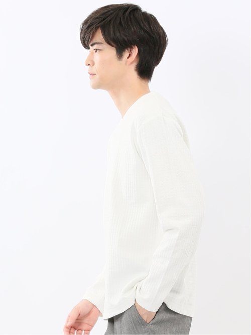 千鳥ジャガード クルーネック長袖Tシャツ