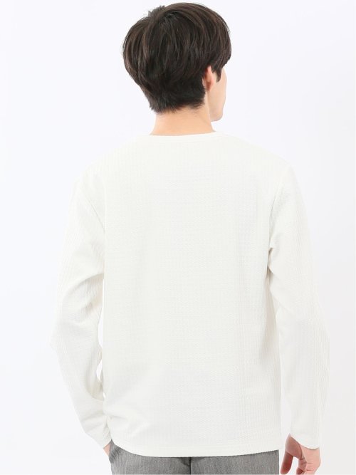 千鳥ジャガード クルーネック長袖Tシャツ