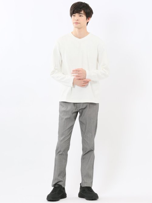 千鳥ジャガード クルーネック長袖Tシャツ